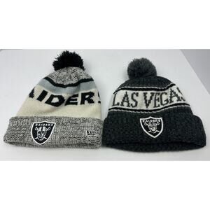 2 RAIDERS Winter Knit Beanies New Era Las Vegas/ Oakland Raiders NFL Football